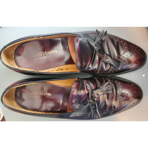Johnston & Murphy Burgundy Leather Wingtip Tassel Slip-On Dress Shoes 9B